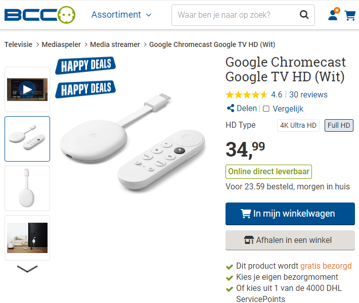 BCC aanbieding Google Chromecast met Google TV HD