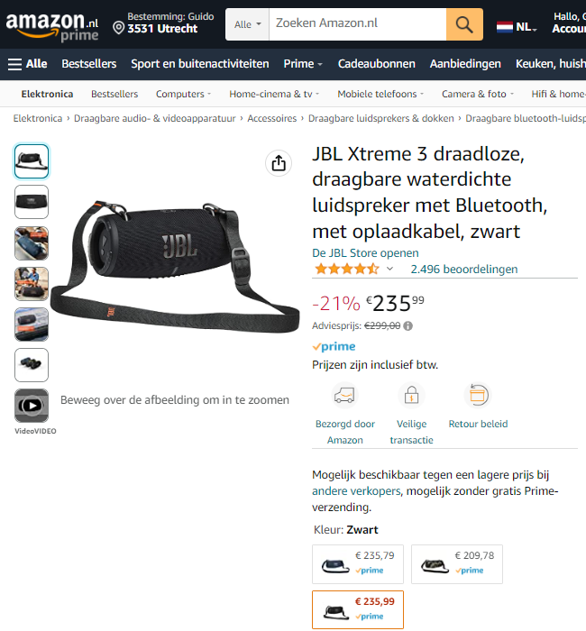 JBL Xtreme 3 aanbieding Amazon