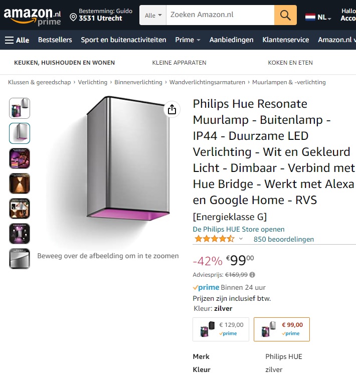 Philips Hue Resonate aanbieding Amazon nl