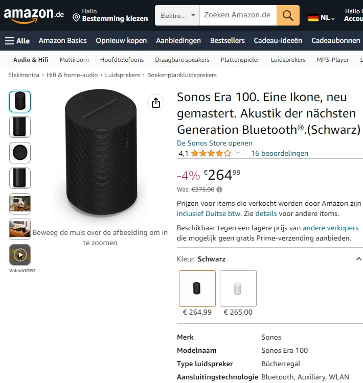 Amazon.de aanbieding Sonos Era 100