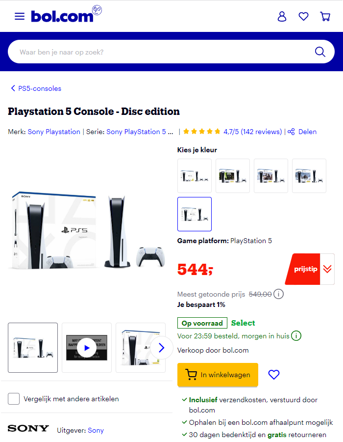 Bol.com PlayStation 5 aanbieding